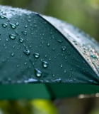 	 带水珠的绿色雨伞特写5509#横屏 