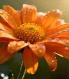 带水珠的橙色菊花特写 ()6615#横屏 