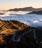山间云海蜿蜒公路风景13318#横屏 