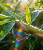 带露珠的翠绿竹子特写12953#横屏 