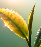 带露珠的鲜嫩茶叶特写(1)10060#横屏 