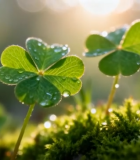 带露珠三叶草微距特写10092#横屏 