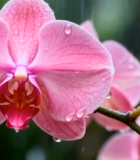 	 带水珠的粉色蝴蝶兰特写13078#横屏 