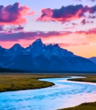 山间河流日落自然风光13195#横屏 