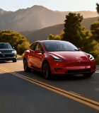 山间公路行驶的新能源汽车7693#横屏 