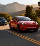 山间公路行驶的新能源汽车7693#横屏 