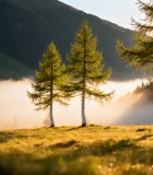 山间晨雾中的树木风景7110#横屏 