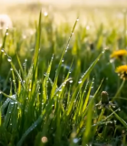 带露珠的草地与蒲公英4750#横屏 