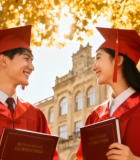 大学毕业生校园持证书合影625#横屏 