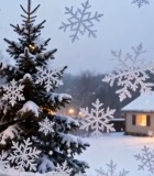 	 窗边雪景圣诞树景观14583#横屏 