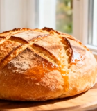 窗边木盘上的新鲜面包731#横屏 