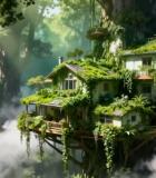 森林中的奇幻树屋场景8732#横屏 