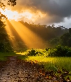 森林阳光穿透树林景象(1)10662#横屏 