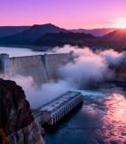 大坝日落全景10348#横屏 