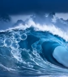 大海中翻涌的巨大海浪9087#横屏 