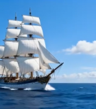 大海上航行的帆船(1)2368#横屏 