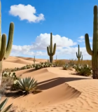 沙漠中生长的多种仙人掌植物2882#横屏 