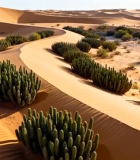 沙漠中的仙人掌绿植景观12702#横屏 