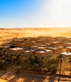 沙漠中的村庄鸟瞰3705#横屏 