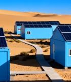 沙漠中带太阳能板的蓝色小屋6483#横屏 
