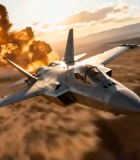 沙漠上空战斗机爆炸素材13597#横屏 