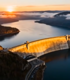 大坝湖泊日出全景4270#横屏 