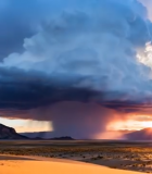 沙漠日落时分壮丽云层景观3176#横屏 