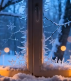 	 窗边燃灯雪景冬日氛围2746#横屏 