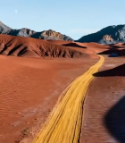 沙漠公路与连绵沙丘景观14748#横屏 