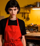 穿红围裙女孩工作室场景4387#横屏 