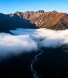 川西群山云雾森林航拍风景11104#横屏 