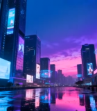 赛博朋克风格城市夜景素材10788#横屏 