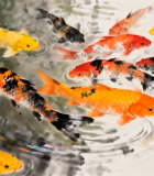 池塘中游动的锦鲤795#横屏 