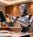 	 厨房中机器人使用平板电脑1175#横屏 