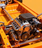 橙色汽车底盘与发动机特写9270#横屏 