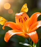 橙色百合花上的蝴蝶13865#横屏 