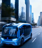 城市中行驶的新能源巴士14164#横屏 