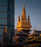 	 城市中现代建筑与古建筑同框12551#横屏 