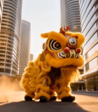 城市中舞狮表演画面5087#横屏 