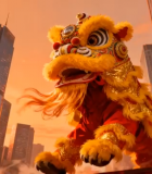 城市中舞狮表演场景12777#横屏 