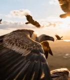 群鹰在天空中飞翔6774#横屏 