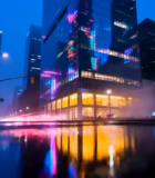 城市夜晚街道高楼车流素材1169#横屏 