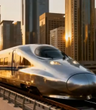 城市中高铁行驶画面2073#横屏 