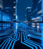 城市夜景中科技感线路地面6178#横屏 