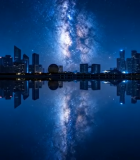 城市夜景与星空倒影素材11026#横屏 