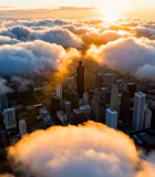 城市云海日出高空俯瞰景象12987#横屏 