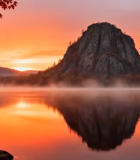 秋日湖景山峰日出风光426#横屏 