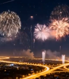 	 城市夜景烟花绽放全景14588#横屏 