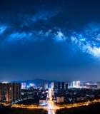 城市夜空银河全景6014#横屏 