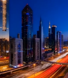 城市夜景高楼与车流景观4164#横屏 